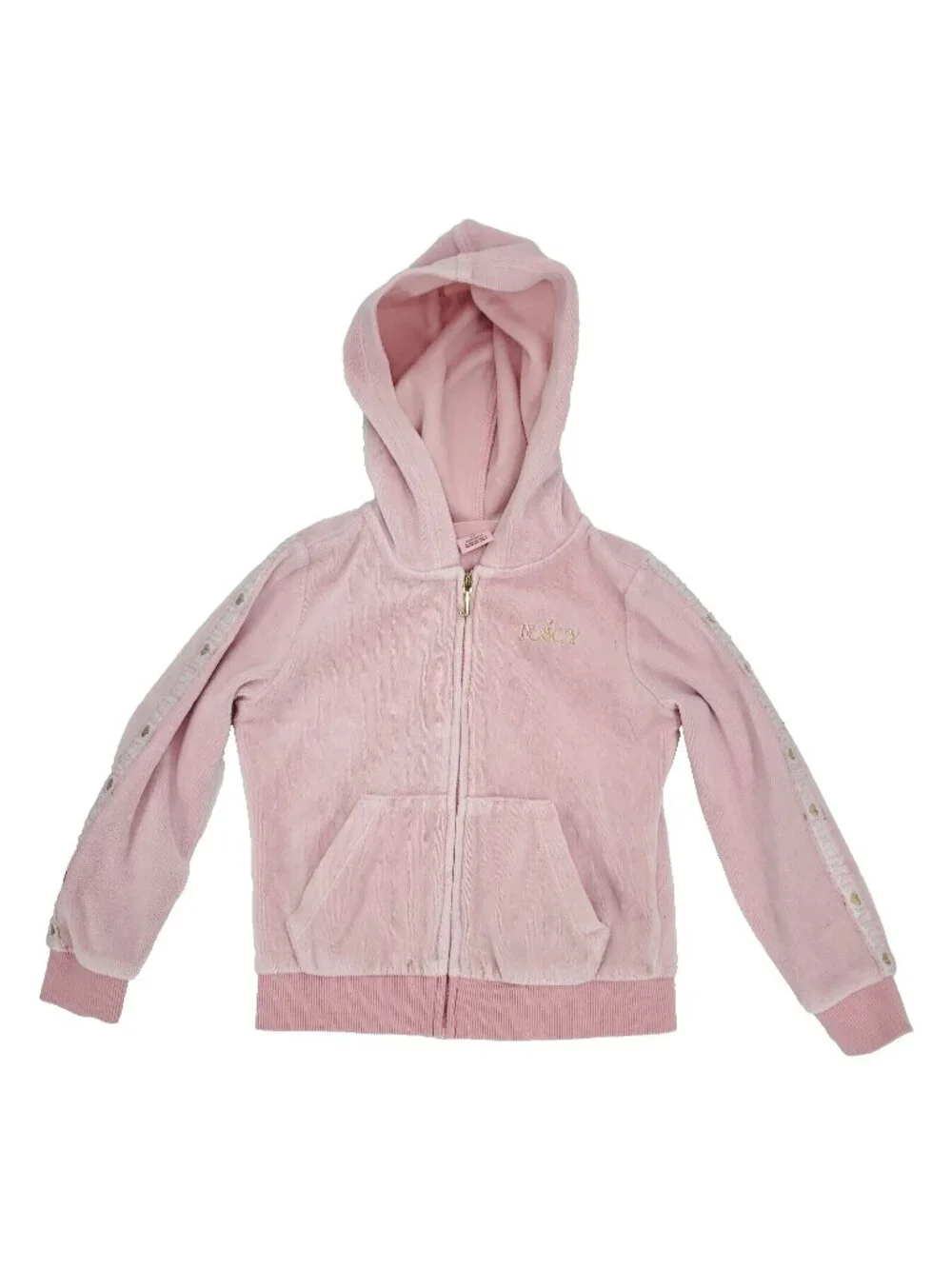 Juicy Couture Hoodie Sweatshirt Girls 4T Pink Velour Track Jacket Full Zip-up